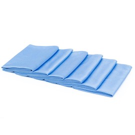 The Rag Company - Diamond Weave Glass & Window - Detailing Towels to Polish Mirrors & Chrome, Snakeskin Like Texture, Lint-Free, Streak-Free, 280gsm, 16in. x 16in, Blue (6-Pack)