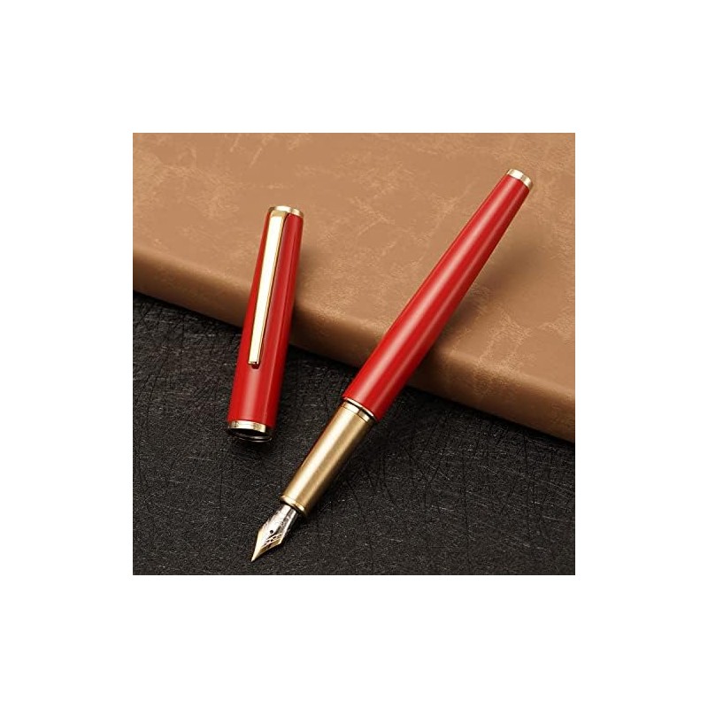 Jinhao 95 - Pluma estilográfica de metal, punta fina, rojo