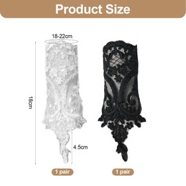 YSJCHEBS 2 Pairs Lace Gloves, Women's Lace Embroidered Gloves, Fingerless Bridal Gloves, Fingerless Mesh Sleeves for Prom Wedding Party, black