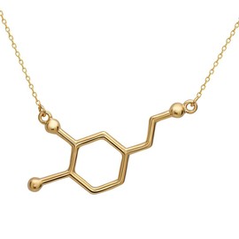 Serebra Jewelry (SJ) Dopamine Molecule Pendant with Necklace, All Made of 925 Sterling Silver, Colours: Silver, Gold, Rose Gold, Sterling Silver, No Gemstone