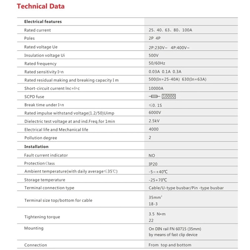 GEYA Electromagnetic Residual Current Circuit Breaker Type A ELCB RCD