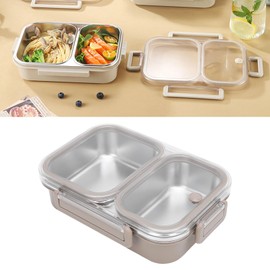 Lunch Box, 1.2 L Thermal Food Container with 2 Compartments Stainless Steel for Hot Food, Leak-Proof Portable Thermal Lunch Box, for Men, Women, Work, Dining Walking