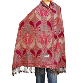 Falari Women's Woven Pashmina Shawl Wrap Scarf 80" x 27" (Fuchsia Pink Mix)
