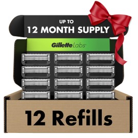 GilletteLabs Razor Blade Refills, 12ct Razor Cartridges, Razor Refills for Men Compatible with GilletteLabs Exfoliating Bar Razor and Heated Razor, Holiday Gifts for Men