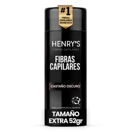 Henrys Fibras Capilares Castaño Oscuro 52g, Disimula Calvicie y Caída del Cabello, Aumenta Volumen y Densidad al Instante, Ideal para Cabello Delgado