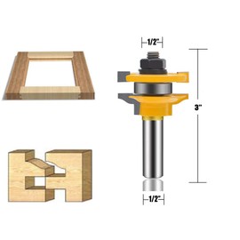 LEATBUY 1/2-Inch Shank 3 PCS Router Bit Set, Round Over Raised Panel Cabinet Door Rail and Stile Router Bits, Woodworking Wood Cutter, Wood Carbide Groove Tongue Milling Tool(1/2-Double S)
