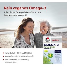 Doppelherz System Omega-3 Plant - Algae Oil - Vitamin D as a Contribution to the Normal Function of the Immune System - 120 Capsules