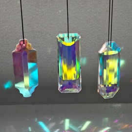 BAINESS 3PCS 3" Large Crystal Sun Catcher Prisms for Windows Indoor, AB Colored Hexagone Hanging Crystals Suncatchers, Rainbow Maker for Christmas,Patio,Chandelier,Garden Ornaments
