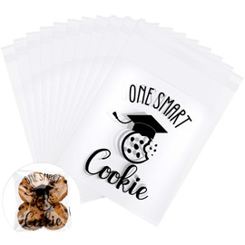 Maxdot 200 Pcs Graduation Self-adhesive Snack Bags Bulk One Smart Cookie Cellophane Gift Bags Transparent Candy Bags Plastic Gift Bags for 2025 Graduation Party Snack Cookie Packaging Supplies