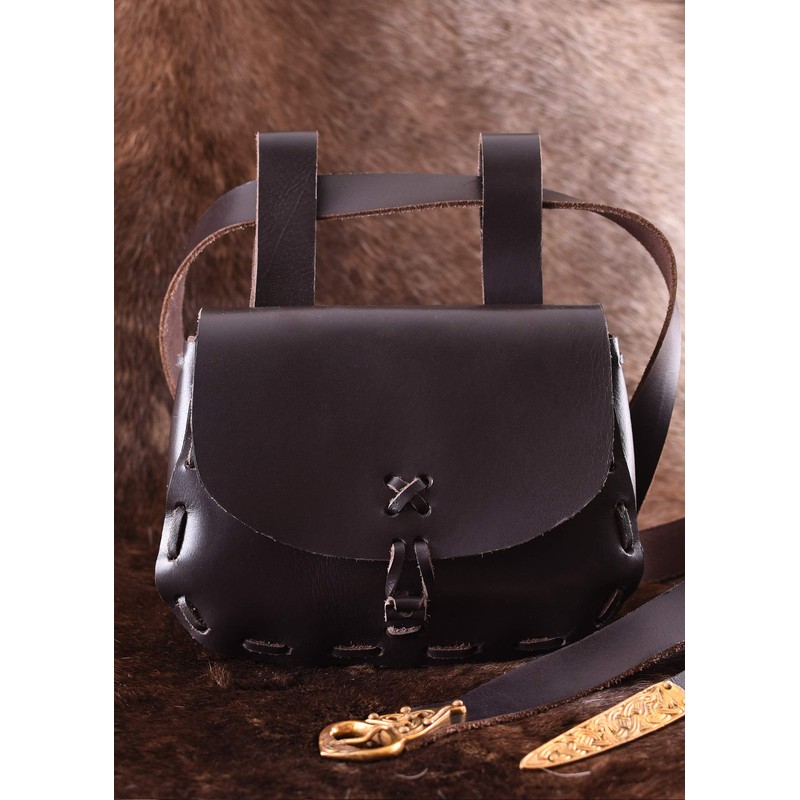 Medieval ULFBERTH Dark Brown Leather Bum-Bag Purse-Medieval