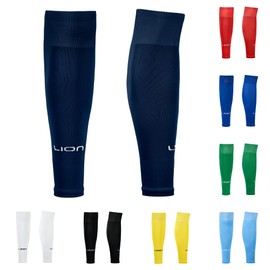 LION SPORTSWEAR Kids/Youth Football Sock Sleeves To Accompany Grip Socks - Fits Over Calf/Shin Pads - Variety Of Colors To Match Your Team Kit (Navy)