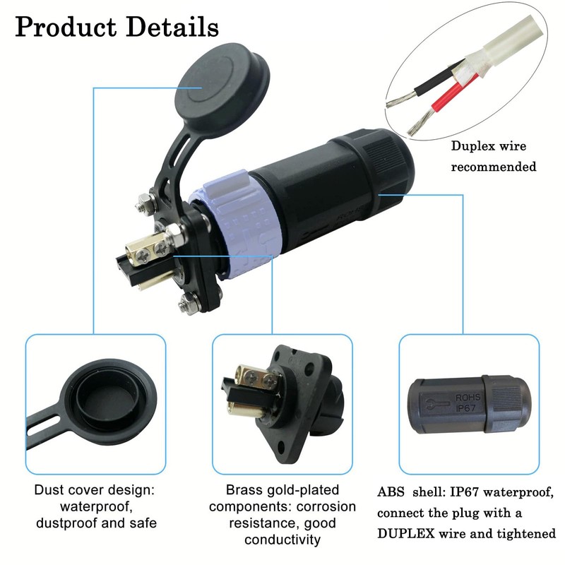 GaiRen Trolling Motor Plug and Circuit Breaker 60Amp Kit, Trolling