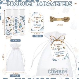 50 PCS Baby Shower Favors Lip Balms for Guests,Baby Shower Games Favors Boys Girls Neutral Gender Reveal Favors with Thank You Card Tags Baby Shower Decorations Cowboy