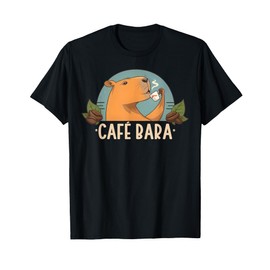 Cafébara Cafe Bara X Water Pig Funny Coffee Capybara T-Shirt