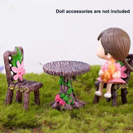 9 Pcs Miniature Table and Chairs Set Fairy Garden Furniture Ornaments Kit for Dollhouse Accessories Home Micro Landscape Decoration