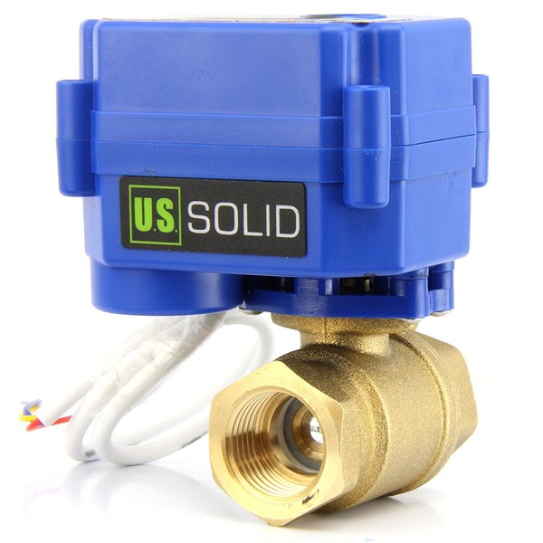U.S. Solid 1/2" Motorized Ball Valve Brass Electrical Ball Valve DN15 with Full Port, 9-24V AC/DC, 3 Wire Setup
