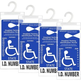 4PCS Handicap Placard Holder Disabled Parking Permit Protector Mirror Tag Sleeve