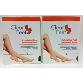 Clean Feet LOT 2 Clean Feet Exfoliating Foot Treatment Mask 3 Pairs Gel Socks Softens Heels