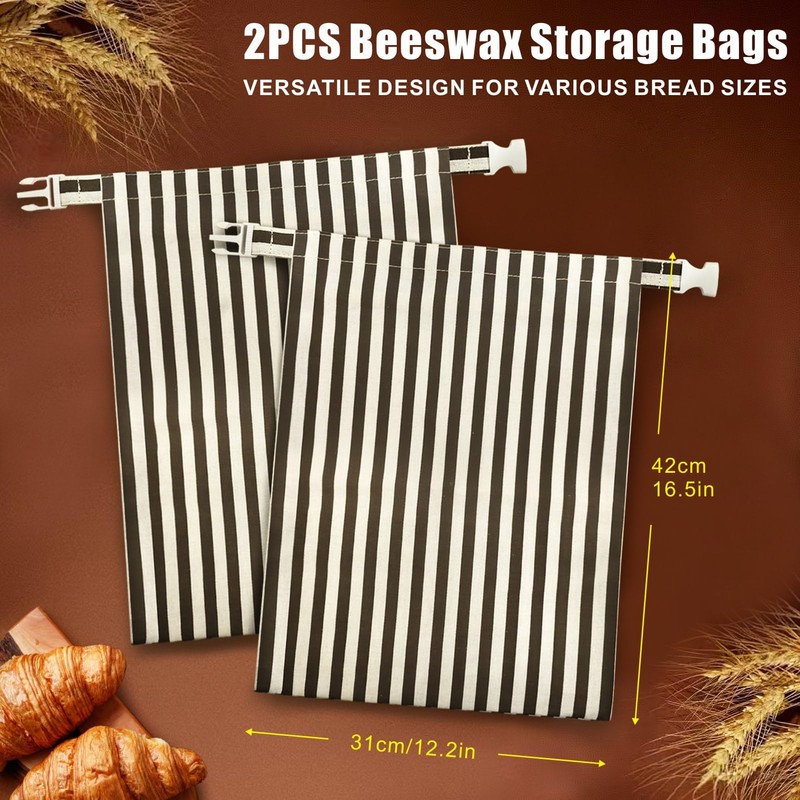 Mosucoirl Beeswax Bread Bags 2 Pack, Reusable Bread Storage Boxes