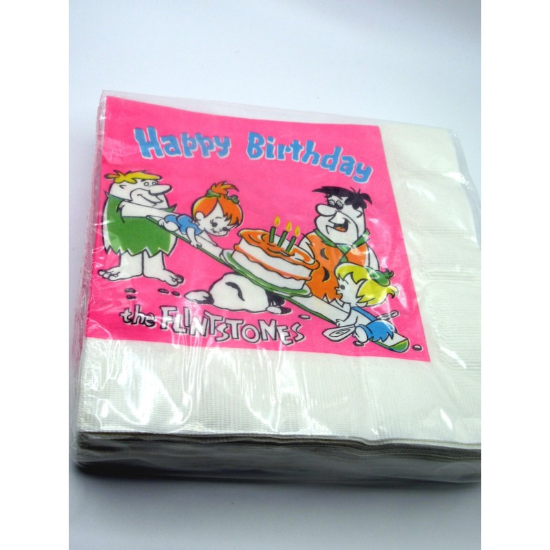 NOS Vintage Flintstones Napkins Happy Birthday Luncheon CA Reed Bam