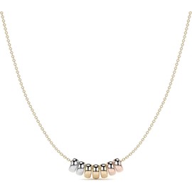 Cadena de Oro 14K Y 10K Mujer de 45 cm Collar Italiano Fino con Aros Tricolores Gargantilla Elegante con Broche de Argolla Collares para Mujer de Joyería Fina