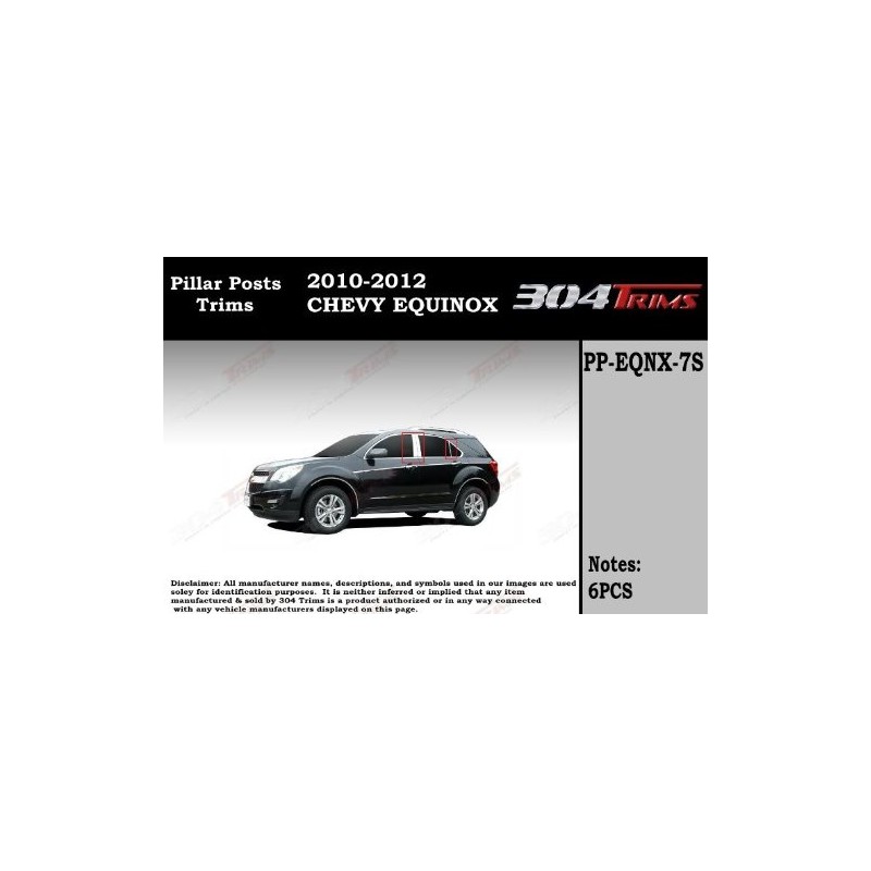 Fits Chevy Equinox 2010-2017 Stainless Steel Chrome Pillar Posts Trim