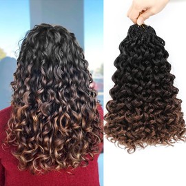 Pre looped Gogo Curl Crochet Hair 18 Inch 8 Packs Pre twisted Short Curly Crochet Hair for Black Women Ocean Wave Braiding Hair Water Wave Deep Braiding Hair (18 inch 1B/4/30)