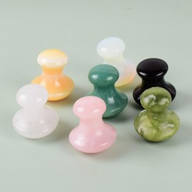 천연 로즈 쿼츠 Gua Sha 긁는 마사지 도구 버섯 모양 크리스탈 Guasha 스톤 스파 편안한 명상 [04 금] Natural Rose Quartz Gua Sha Scraping Massage Tool Mushroom Shaped Crystal Guasha Stone Spa Relaxing Meditation [04 Gold]