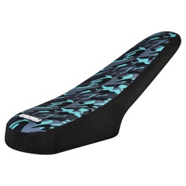Enjoy Mfg Ribbed Seat Cover - Compatible Fit for Super73 Z-Series, Z1, ZX & Z Miami eBike - Pattern top Standard - #378 (Black Sides/Blue Shatter CAMO top Standard)