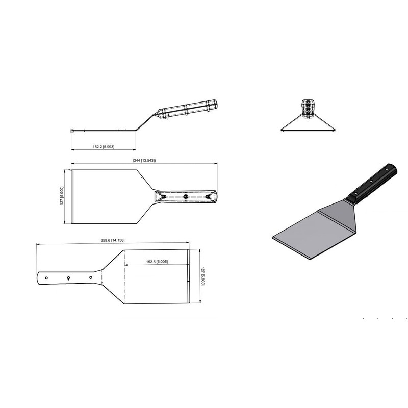 Heavy-Duty Stainless Steel Grill Spatula - 13.5" x 5" (1