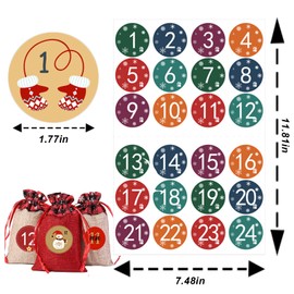 Advent Calendar Sticker Set, 10 x 24 Advent Calendar Numbers Stickers, Advent Calendar Number Labels, Number Stickers for Christmas Crafts and Decorating