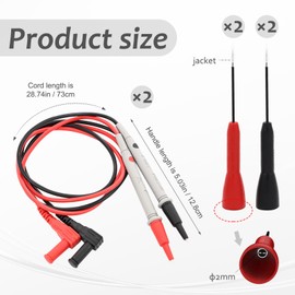 4 Pcs 1mm Extended Multimeter Probes and 4 Pcs Professional Multimeter Leads Set, High Precision Meter Leads, 600V10A Nickel-Plated Copper Non-Destructive Test Probe