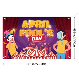Lofaris April Fools' Day Clown Carnival Banner - 70.8x43.3 Inches, Fun Circus Prank Party Backdrop for Kids & Adults, Birthday & Joke Theme Decoration, Wall Photo Prop, Festival Party Supplies