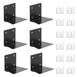 Eapele Invisible Floating Bookshelf, Heavy-Duty Hanging Bookshelves, Steel Constructed Wall Mounted Hidden Bookshelf with Mounting Hardware, 6PCS Black