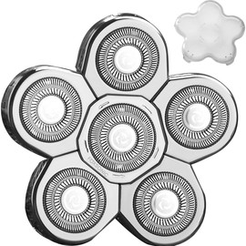 FOXSONIC Silvery Men's Electric Shaver Replacement Heads Electric Razor Blade Replacement Head 6 Blades Head Shaver replacement Bald Shaver Head Blade