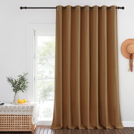 NICETOWN Gold Brown Sliding Glass Door Curtain for Bedroom - Grommet Blackout Room Darkening Sound Proof Thermal Curtain Privacy Room Divider for Dining Room/Bedroom (W100 x L108, 1 Panel)