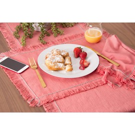 carol & frank Cheryl Hibiscus Table Runner Pink Cotton 13" X 72" Machine Washable Table Linen 13" x 72" Hibiscus