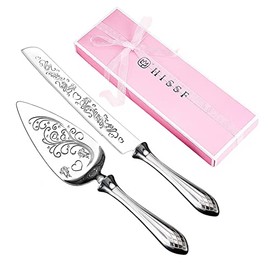 Juego de cuchillos y servidores para tartas, juego de corte de pasteles de acero inoxidable 18/10, juego de servir dulces para bodas, cumpleaños, hogar, fiestas y eventos