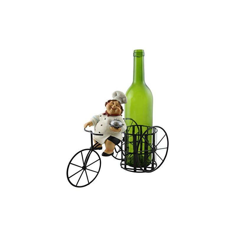 Italian Female Chef Riding Bike Wine Bottle Holder