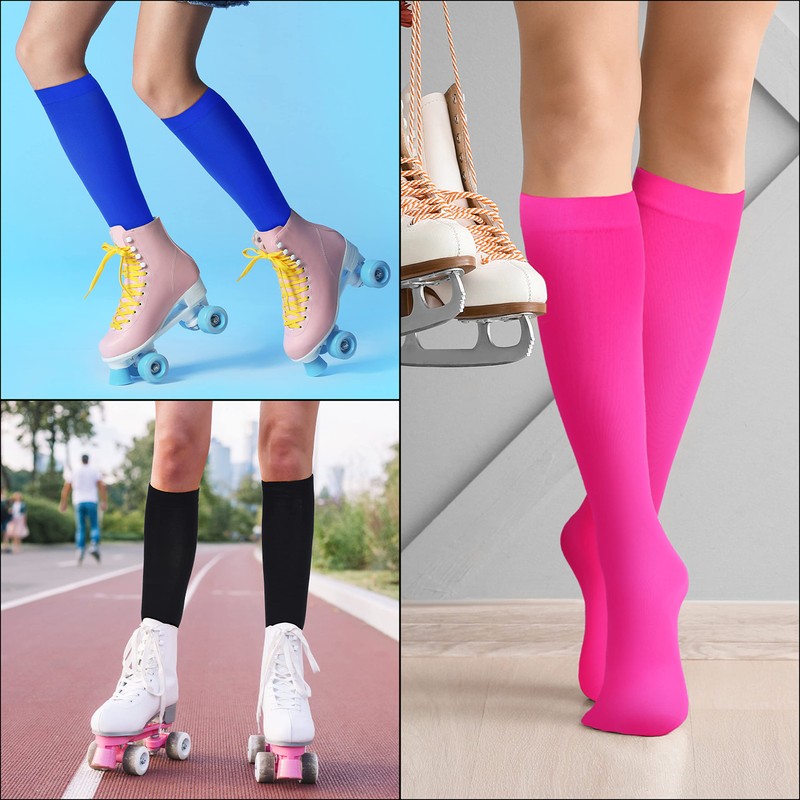 SATINIOR 6 Pairs Ice Skating Socks Roller Skating Socks High