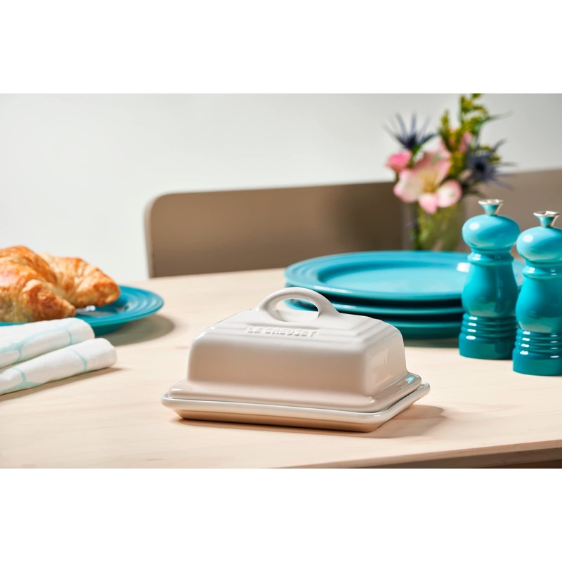 Le Creuset Stoneware European Butter Dish, White