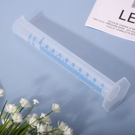 Euvoym 1 Piece 100ml Transparent Blue Line Measuring Graduated Cylinder Science Measuring Lab Test Tube Flask Liquid Measuring Tools (100ml)