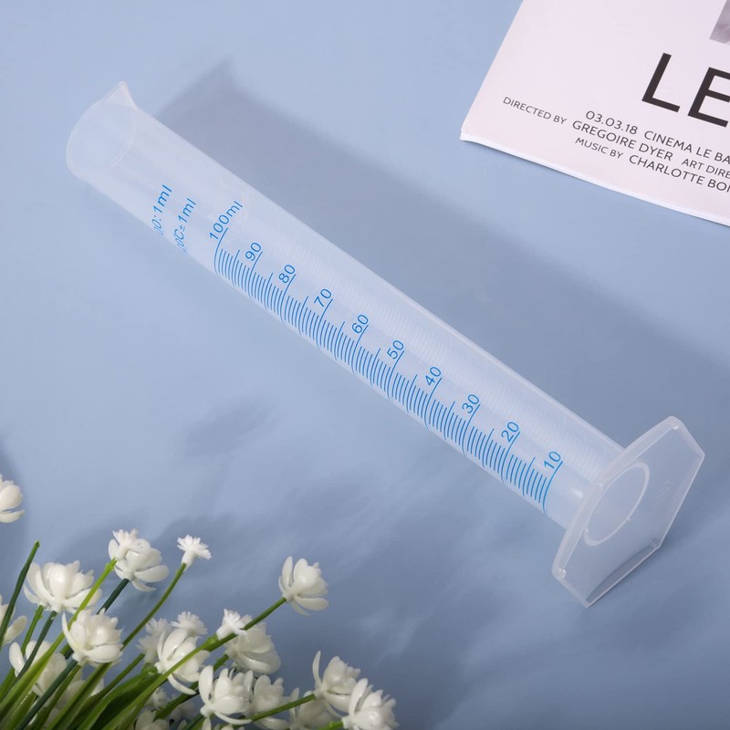 Euvoym 1 Piece 100ml Transparent Blue Line Measuring Graduated Cylinder