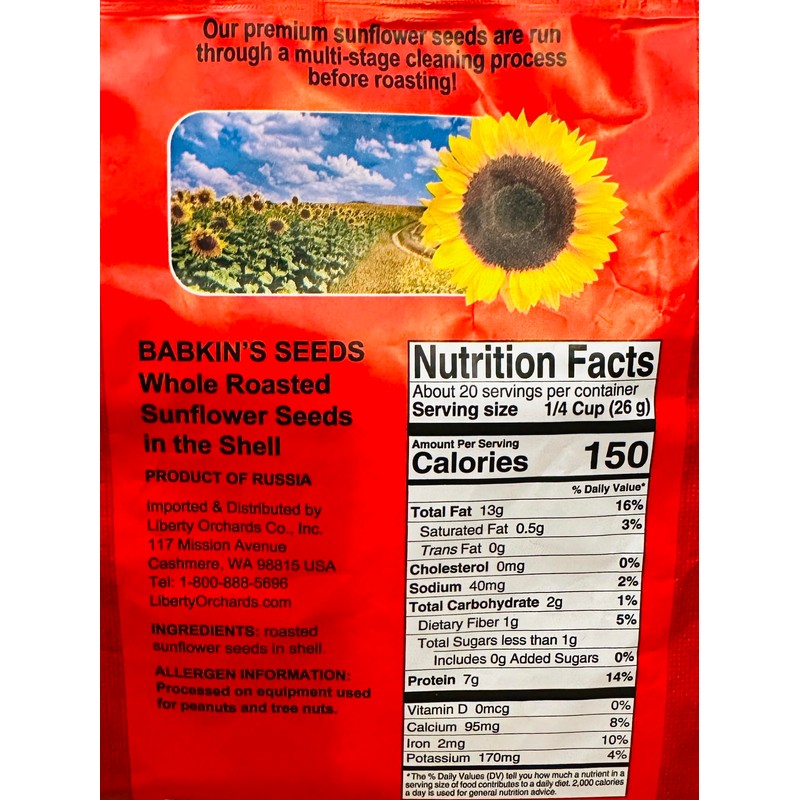 Roasted Sunflower Seeds Babkinu 500g Bundle of 8 Packages in