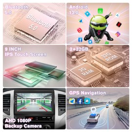 Car Radio for Toyota Tacoma 2005-2015 Built-in Carplay Android Auto,9 inch Android 12 Car Stereo Head Unit 2G RAM 32GROM with DSP WiFi GPS Navigation Bluetooth Steering Wheel Control Free Rear Camera