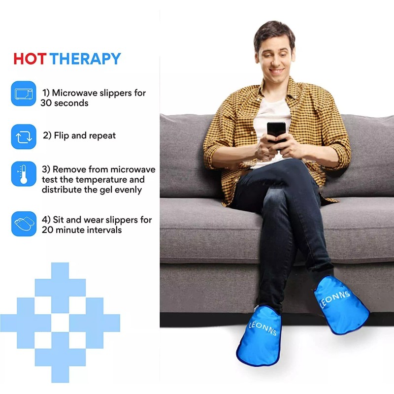 LEONNS Ice Pack Slippers for Feet -Provides Therapy for Foot