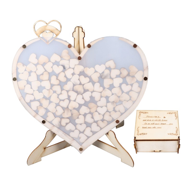 Wooden Wedding Frame Guest Book Drop Box with Stand 80