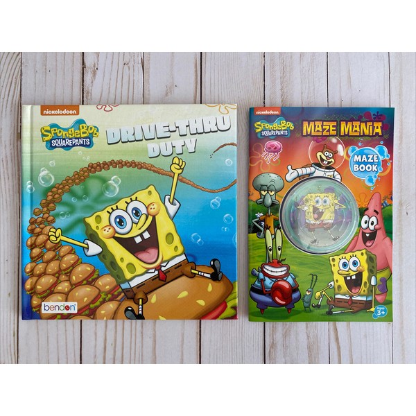 2 Sponge Bob Squarepants Books Mazes + Drive Thru Duty