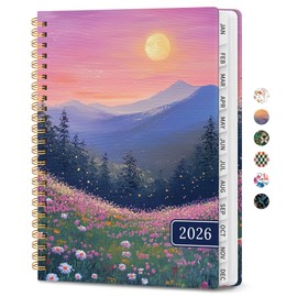 2026 Planner, Weekly and Monthly Calendar Planner for Women, Jan 2026 - Dec 2026, Hardcover Planning Agenda book with Tabs, Spiral Bound, Inner Pocket, Perfect for School Office Supplies, 6.3" x 8.5" - Twilight Bloom