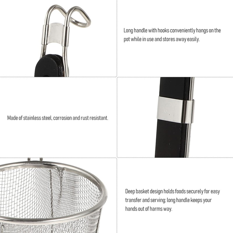 Colador De Acero Inoxidable Con Mango Negro Cesta De Malla